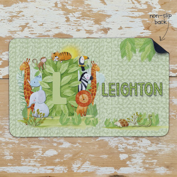 Personalised Non Slip Kids Dinner Placemats Safari Animals
