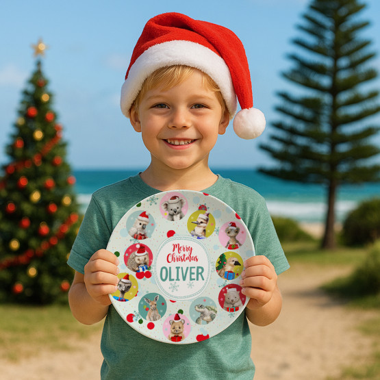 Personalised Kids Melamine Christmas Dinner Plates
