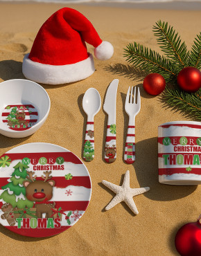 Personalised Melamine Kids Christmas Plates & Dinner Sets