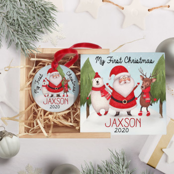 Baby's First Christmas 2022 Ornament - Silver Photo Keepsake With Rhinestones