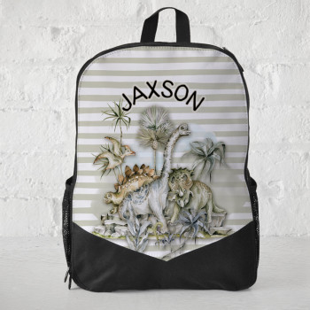 Personalised Kids Backpack Tropical Stomp Dinosaurs