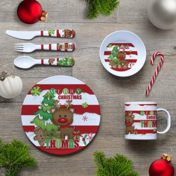 Personalised Melamine Kids Christmas Plates & Dinner Sets