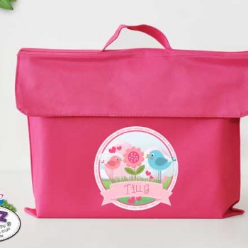 library Bags For Kids, waterproof library bag, kids book bag, library bag with handles, library bag with name, kids library bag, school library bag, Personalised Kids Library Bag Pretty Birds