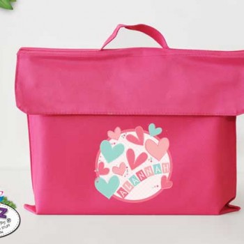 library Bags For Kids, waterproof library bag, kids book bag, library bag with handles, library bag with name, kids library bag, school library bag, Personalised Kids Library Bag Hearts