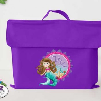 library Bags For Kids, waterproof library bag, kids book bag, library bag with handles, library bag with name, kids library bag, school library bag, Personalised Kids Library Bag Mermaid