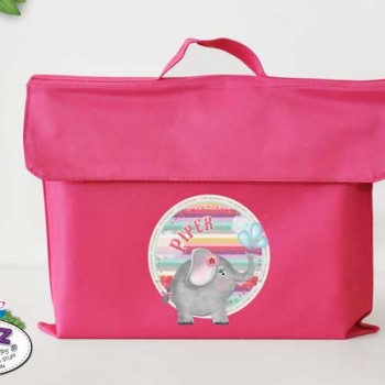 library Bags For Kids, waterproof library bag, kids book bag, library bag with handles, library bag with name, kids library bag, school library bag, Personalised Kids Library Bag Elephant