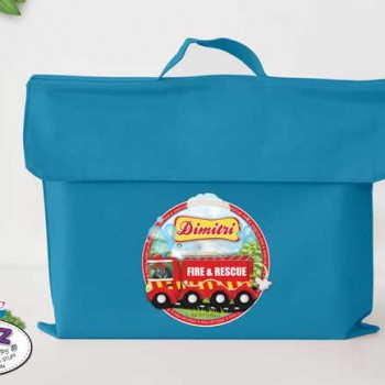 library Bags For Kids, waterproof library bag, kids book bag, library bag with handles, library bag with name, kids library bag, school library bag, Personalised Kids Library Bag Fire & Rescue