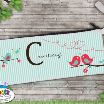 Personalised Kids Pencil Case With Name Cute Birds