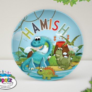 Personalised Kids Unbreakable Plastic Plate BPA Free Dinosaurs, kids plate name, plastic kids plate, name plate, melamine kids plate, non beak plate kids, personalised plate, christening gift, christening plate, baby gift, newborn baby gift, baby present, naming day present, naming day gift, new baby keepsake, birthday keepsake, kids camping plate