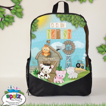 Personalised Kids Backpack School Bag Kinder Bag with name farm animals