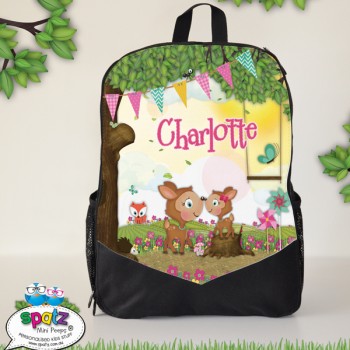Personalised Kids Backpack School Bag Kinder Bag with name woodland deers fox