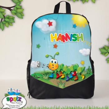 Personalised Kids Backpack School Bag Kinder Bag with name rainbow caterpillar