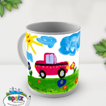 Kids Art Drawings on mug Print On Plates Unbreakable mug Create own Kids Art On mug