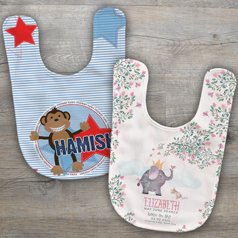 Personalised Custom Name Baby Bibs Dribble Bibs. Stain Resistant
