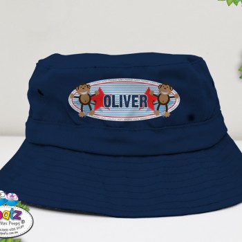kids bucket hat, toddler hat, personalised toddler hat, kids hat, kids beach hat, adjustable hat kids, kids pull cord hat, cancer council hat, good beach hat for kids, kids sun hat, hat with name, custom child hat