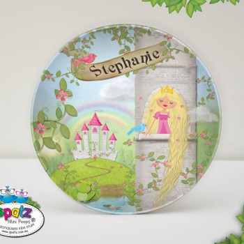 Plastic Kids Plate Personalised With Name Rapunzel Fairytale