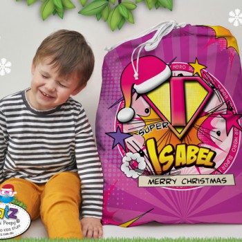 name on childs christmas santa sack, kids santa sack, kids santa sack with name, my first christmas santa sack, christmas keepsake kids