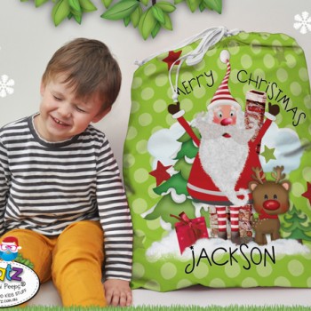 embroidered santa sack, name on childs christmas santa sack, kids santa sack, kids santa sack with name, my first christmas santa sack, christmas keepsake kids