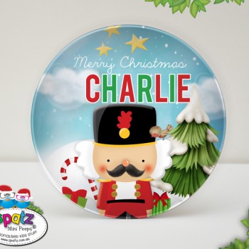 Personalised Kids Christmas Plate Santa Cookie Plate with name nutcracker