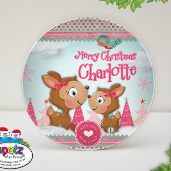 Personalised Kids Christmas Plate Santa Cookie Plate with name Deers