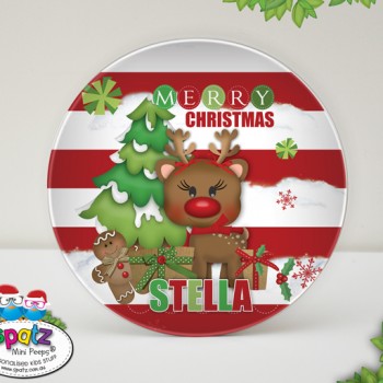 Personalised Kids Christmas Plate Santa Cookie Plate with name reindeer