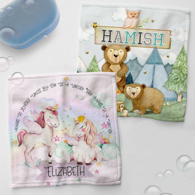 Personalised Kids Face & Body Washers Super Soft