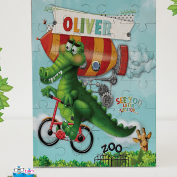 Childrens kids wooden crocodile puzzle with name