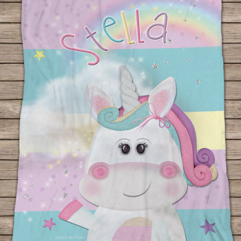Polar Fleece Kids Blanket Unicorn With Name