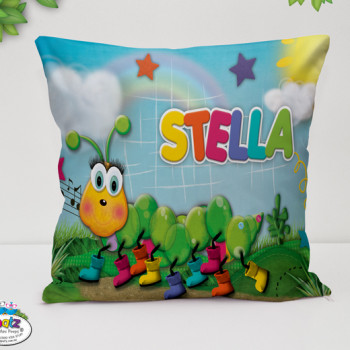 Caterpillar Kids Cushion With Name