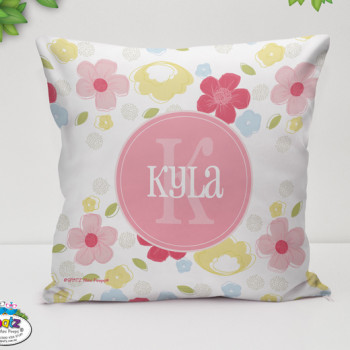 Kids Floral Monogram Cushion Bedroom Decor Gift