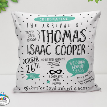 Superhero Christening Cushion Cover Keepsake Gift