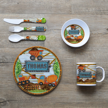 Diggers Dumptrucks Dinner Set Knife Fork Plate Bowl Dinnerset