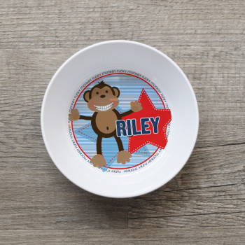 Monkey Stars Bowl Kids Melamine Plastic