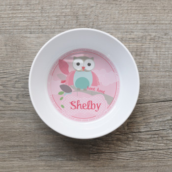 Hoot Owl Bowl Plate Melamine Plastic Kids Children