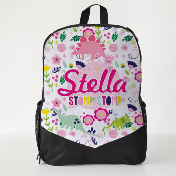 Personalised Kids Backpack Floral Dinosaurs