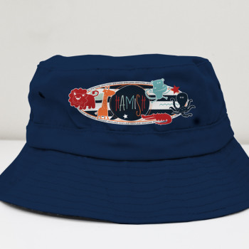 Animal kids bucket hat with name