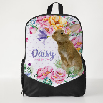 Personalised Kids Backpack Floral Flopsy Bunny