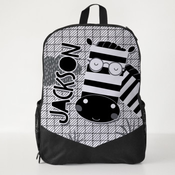 Zebra Kids Backpack Bag Custom Name Personalised