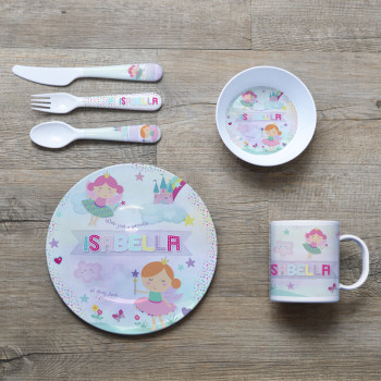 Personalised Kids Melamine Dinner Set Fairy Dust