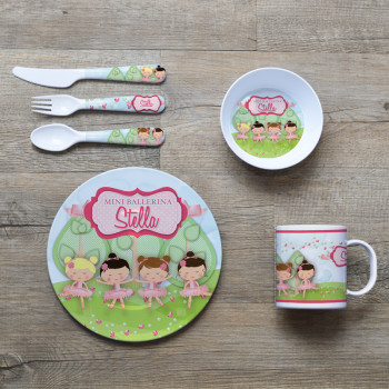 Personalised Kids Melamine Dinner Set - Mini Ballerinas