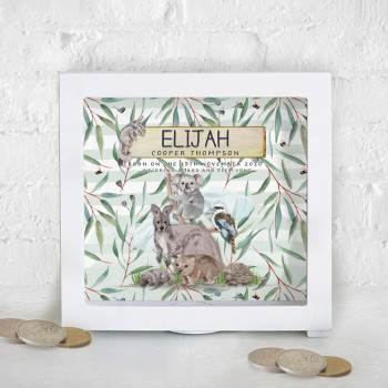 Wooden Personalised Kids Money Box Piggy Bank