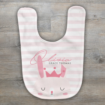 Bunny Pink Cute Baby Gift Bib Custom Name