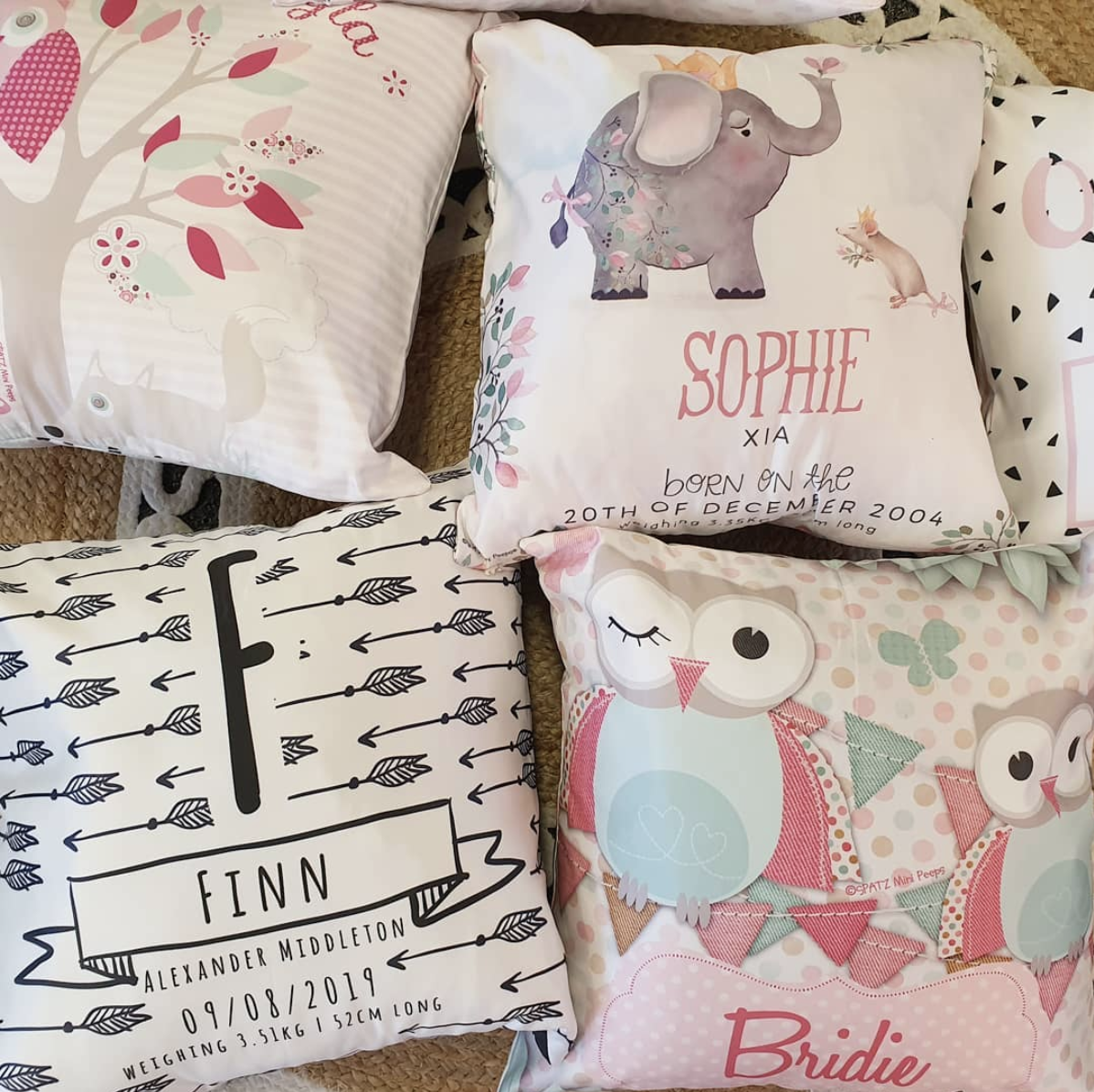 Personalised Baby Keepsake Custom Birth Cushions