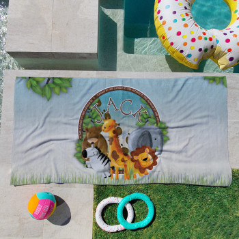 Personalised Kids Beach Towels In The Jungle
