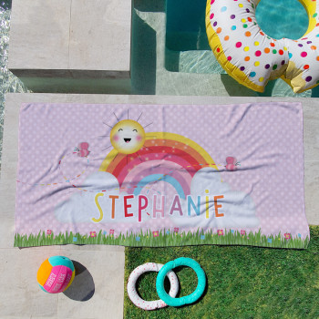 Personalised Kids Beach Towels Rainbows