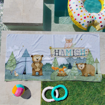 Personalised Kids Beach Towels Beware Bears
