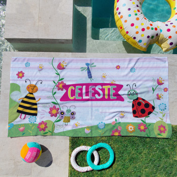 Personalised Kids Beach Towels Hearts A Flutter