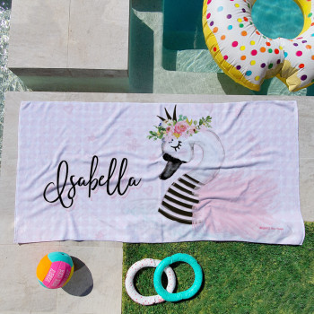 Personalised Kids Beach Towels Princess Swan