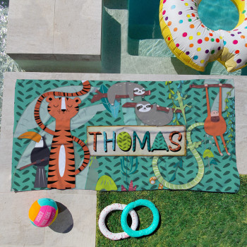 Personalised Kids Beach Towels Jungle Rumble