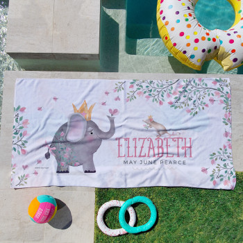 Personalised Kids Beach Towels Ellie Elephant